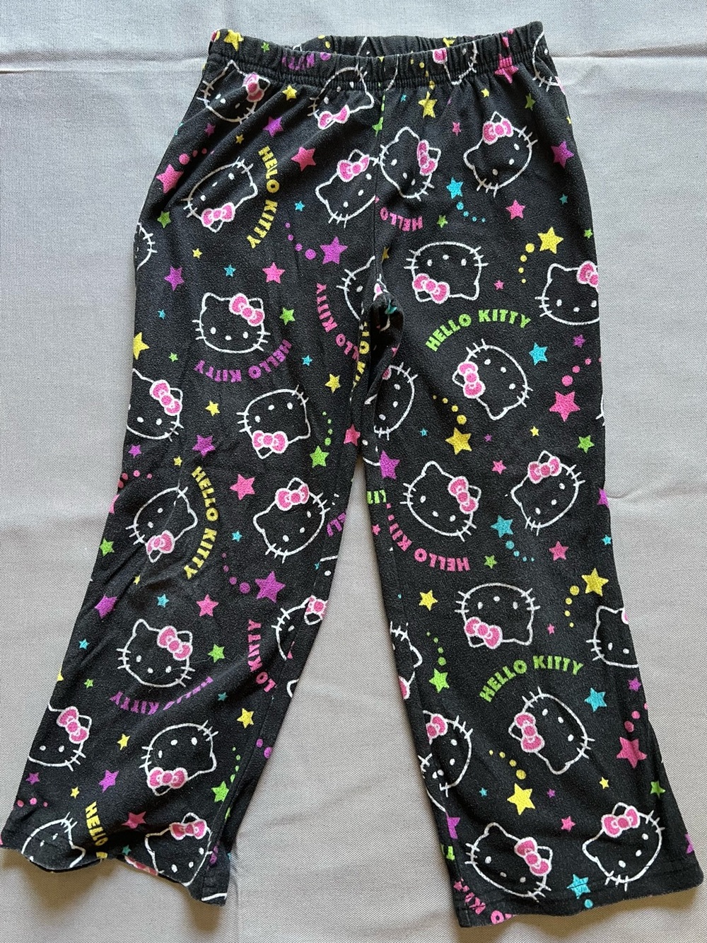 Hello Kitty Black Pajama Pants with Neon Star Print